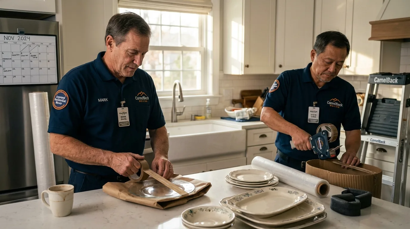Professional crew packing kitchen dishware in Canton, OH